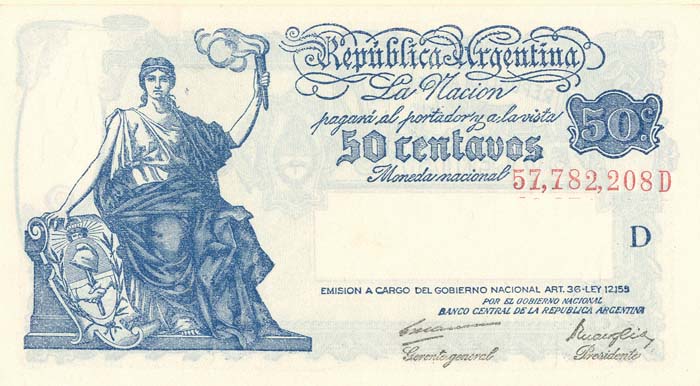 Argentina - 50 Centavos - P-250a - 1924-48 dated Foreign Paper Money